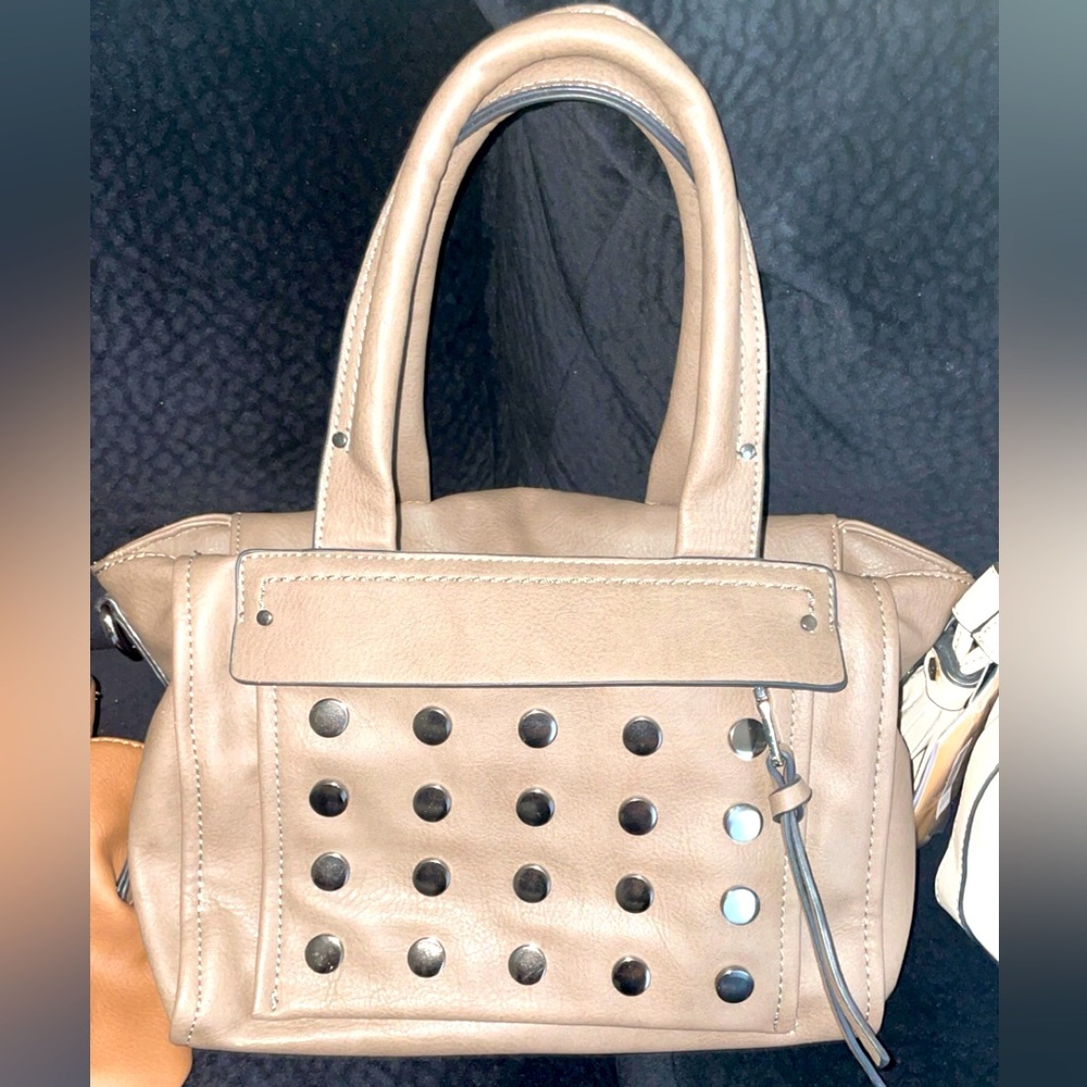 Studded tan handbag